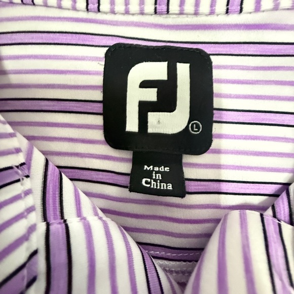 FootJoy Purple Striped Performance Golf Polo Shirt SKU#25546 - Men’s Size Large - Picture 6 of 9